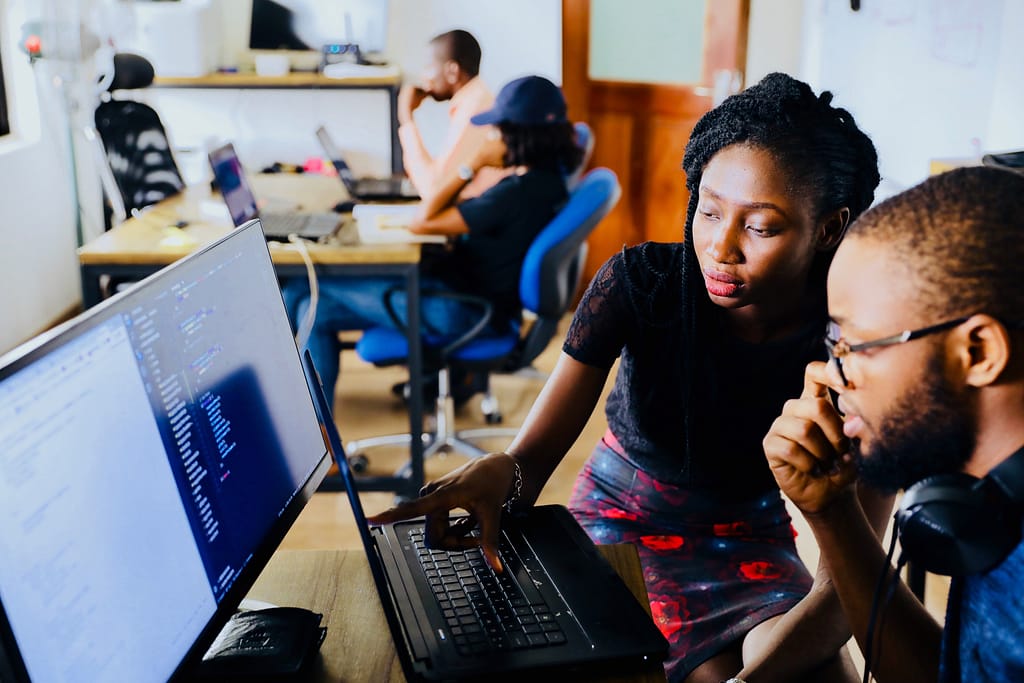people working together at desk
